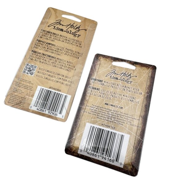 Tim Holtz Idea-Ology Fractured Dolls Boneyard Bones 2 Dolls Retired - Picture 2 of 6